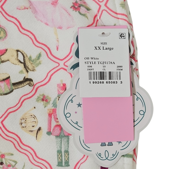 VIRAL Target Nutcracker Pants Fleece Vinyl Threads Women XXL Off-White Holiday - Picture 5 of 6